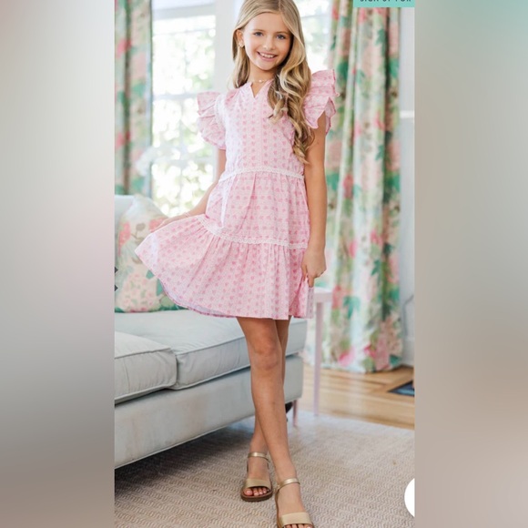 SHOP THE MINT Girls At This Time Light Pink Floral Dress - 10-12Y - Picture 2 of 4